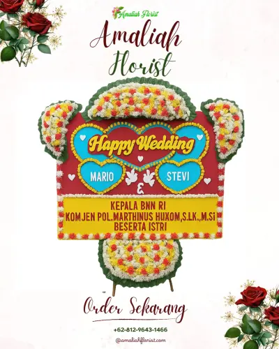 Karangan Papan Bunga Pernikahan di Sangkanjoyo